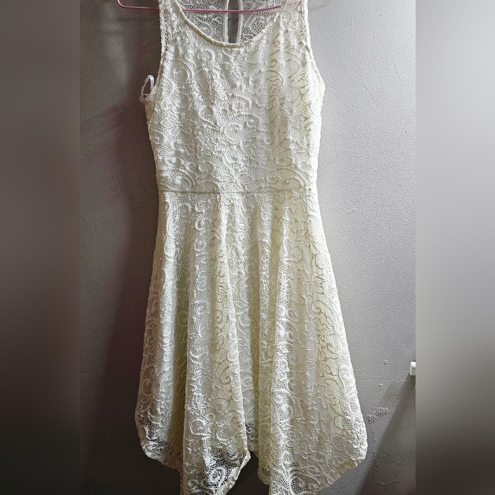 Lovely Lace Lined Ivory Dress Size M